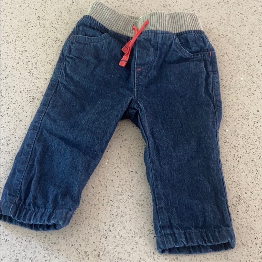 Baby Boden Navy and Gray Lined Pull On Pants Infant Size 6 to 12 Months